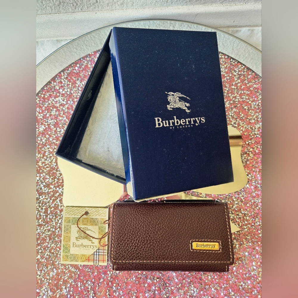 Burberry Brown Leather Key Case & Card Holder